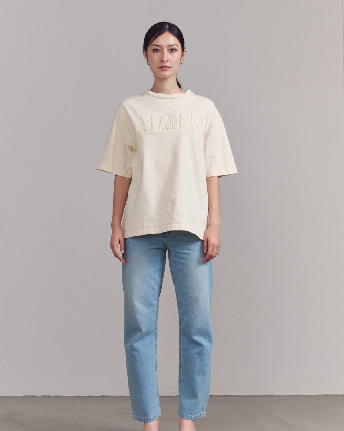 AIMER - Embossed T-Shirt in Ivory